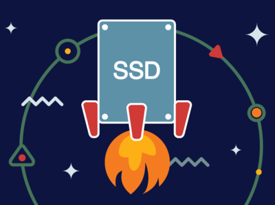 Solid State Drives illustration blog blue design fire flame flat icon icons illustration internet outline power rocket space speed ssd start up vector webinerds yellow