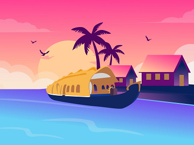 Alappuzha House Boat adobe illustrator alappuzha art brand identity color colorful concept design handmade illustration illustrator travel