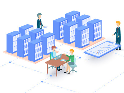 Enterprise solutions illustration workspace flat teamwork illustrator enterprise solutions infographic vector landing page graphic design illustration