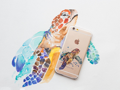 Watercolor painting adobe illustrator adobe photoshop art artist graphic design illustration iphone case print print design turtle watercolor watercolor painting