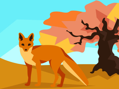 Fox in autumn animal art autumn flat fox illustration illustrator minimal nature vector