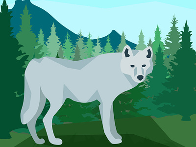 Wolf in the forest animal art flat forest illustration illustrator minimal nature vector wolf