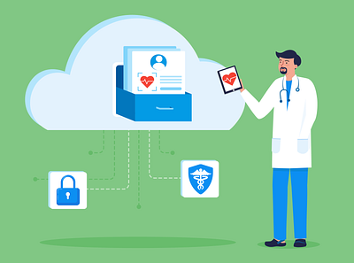 HIPAA compliant cloud storage adobe banner design blog post cloud storage doctor flat illustration hipaa illustrator jotform