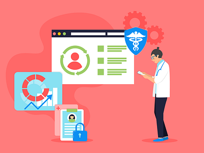 HIPAA-compliant CRM softwares adobe banner design blog post crm software doctor flat illustration heatlhcare hipaa illustration illustrator jotform system