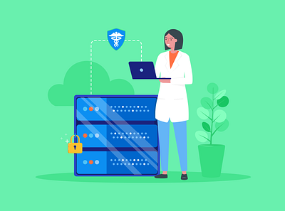 HIPAA-compliant web hosting adobe banner design blog post doctor flat illustration hipaa illustrator jotform web hosting