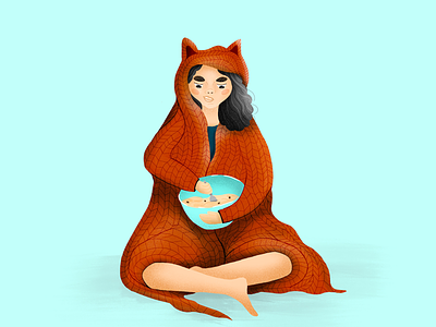 Cookie time character design cookie flat illustration fox procreate woman illustration