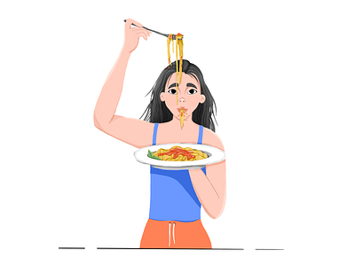 more spaghetti less regretti characterdesign pasta procreate spaghetti woman illustration