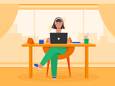 working from home adobe banner design flat illustration guides illustrator jotform remotework working from home