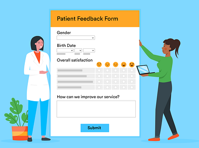 patient feedback form adobe banner design blog post doctor feedback form flat illustration illustration illustrator jotform online form