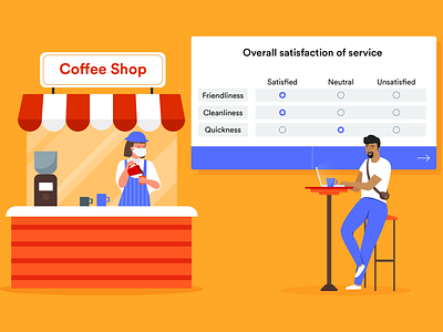 customer feedback form adobe banner design blog post coffee shop customer feedback flat illustration illustrator jotform