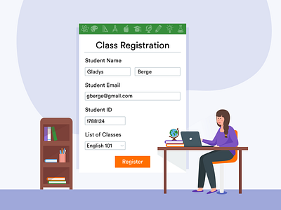 online class registration adobe banner design blog post class flat illustration illustrator jotform online form registration form