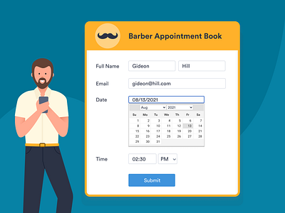 Barber appointment book appointment banner design barber features figma flat illustration form jotform