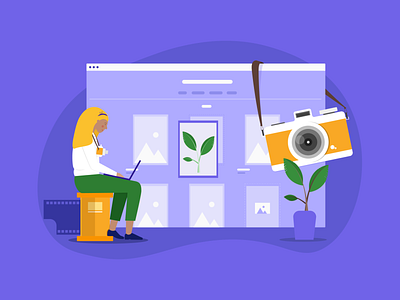 creating photography portfolio adobe banner design blog post flat illustration illustrator jotform photographer photography portfolio website purple