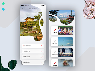 Japan Travel Guide App asia japan japanese travel app travel blog typography ui uidesign userinterfacedesign