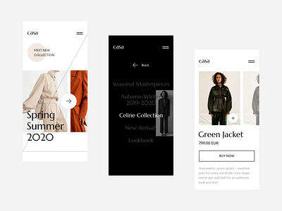 CASA fashion concept ecommerce fashion modern typography ui ux webdesign