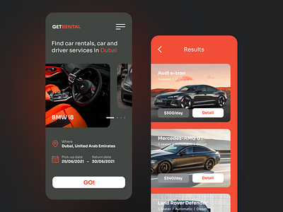 Car Rental Website concept mobile mobile app mobile design modern trendy ui ux webdesign