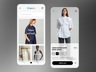 Klavio app app app design application clothing store concept fashion app fashion store minimalism mobile design modern trendy ui ux