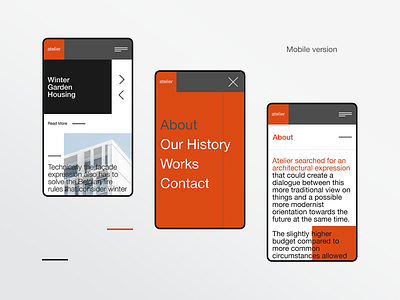 Atelier – Mobile Version concept flat modern trendy typography webdesign