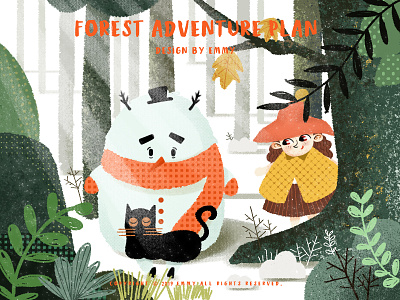 Forest Adventure Plan adventure cat design forest illustration
