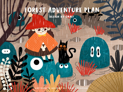 Forest Adventure Plan adventure design forest illustration rain stone witch