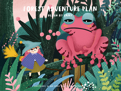 Forest Adventure Plan adventure cat design forest frog illustration witch