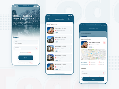 Todd App appartments book appartment booking dark ui details page dribbble best shot list view login page mobile app design product design rounded corners travel travel app traveling trendy ui ux design user experience design user interaction user interface design visual design