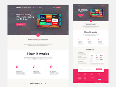 WeVPN - WePLAY dribbble best shot graphic design how it works privacy product design secure streaming streaming app subscription tv app tv show ui ux design user experience design user interaction user interface design videos visual design vpn vpn app vpn service