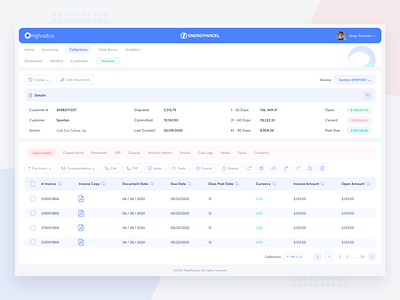 Highradius Dashboard - Invoices