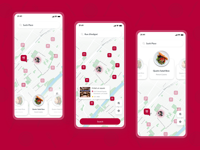 Best Dish Food App - Find On Map delivery app dish dribbble best shot find on map food app food app design food delivery app map mobile app design nearby nearby restaurant product design restaurant search search page ui ux design user experience design user interaction user interface design visual design