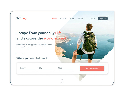 Trvway Landing Page backpacking best design branding concept branding design dribbble best shot graphic design illustraion landing page concept landing page design landing page illustration travel app travelling landing page ui ux design user experience design user interaction user interface design web deisgn