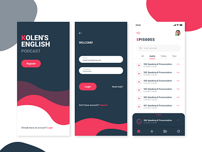 Podcast Mobile App brand identity design branding design dribbble best shot graphic design illustration learning english mobile app mobile animation mobile app mobile app design mobile app experience mobile ui design podcast mobile app podcasting prototype ui ux design user experience design user interaction user interface design visual design voice mobile app
