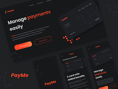 PayMe | Fintech Web & Mob App banking app branding design clean design dark mode dark ui dribbble best shot finance fintech fintech app graphic design landing page design online payment payment app payment method product design ui ux design user experience design user interaction user interface design visual design