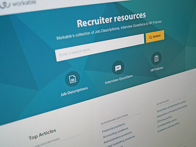 Workable Resources Landing Page homepage landing page layout recruiter resources search workable