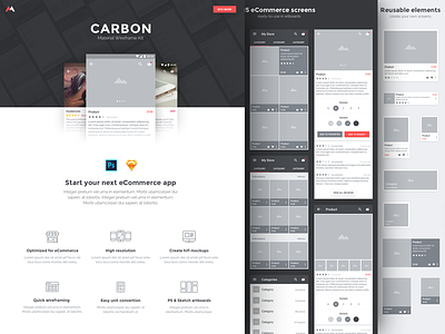 Carbon - WIP app carbon kit landing page material mobile mockups ui wireframes