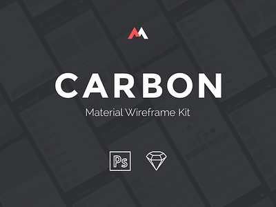 CARBON - Material Wireframe Kit free freebie kit material psd sketch ui wireframe