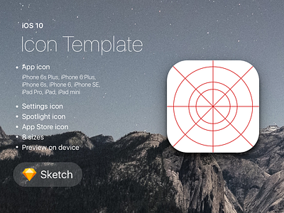iOS 10 Icon Template for Sketch app free freebie icon ios ipad iphone sketch template