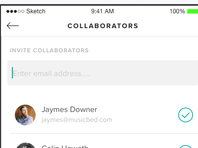 Add Collaborators Musicbed iOS app