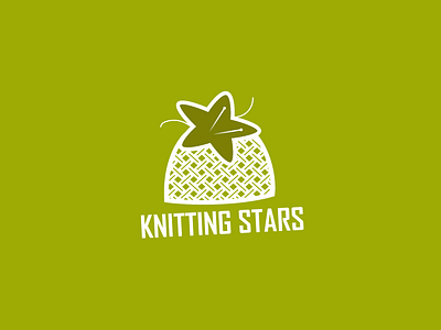 Knitting Stars brand branding design hat knitting logo pink star