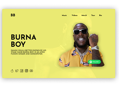 Burna Boy Portfolio website concept branding burna boy burnaboy design music musician