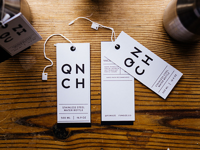 QNCH Hang Tags black bottle funsize hang tags packaging product swag tags white