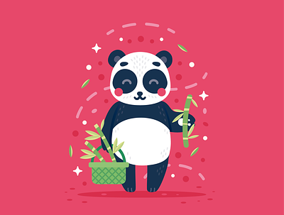 Scrapbook Panda Illustration bamboo bright colour creative cute cute animal cute animals design drawing flat happy illustration minimal panda panda bear sticker vector