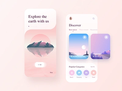 Travel Mobile App adventure app design booking categories clean ecommerce illustration minimal mobile app mobile app design onboarding sign in travel app travelling