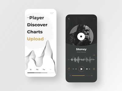 Music Platform. Mobile 2 app design clean ecommerce illustration ios app minimal mobile app mobile app design monochrome music app music art music player