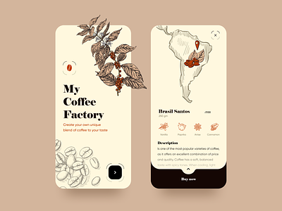 My Coffee Factory Mobile App app design buy now coffe coffee coffee shop drawing ecommerce illustration mobile app mobile app design product page