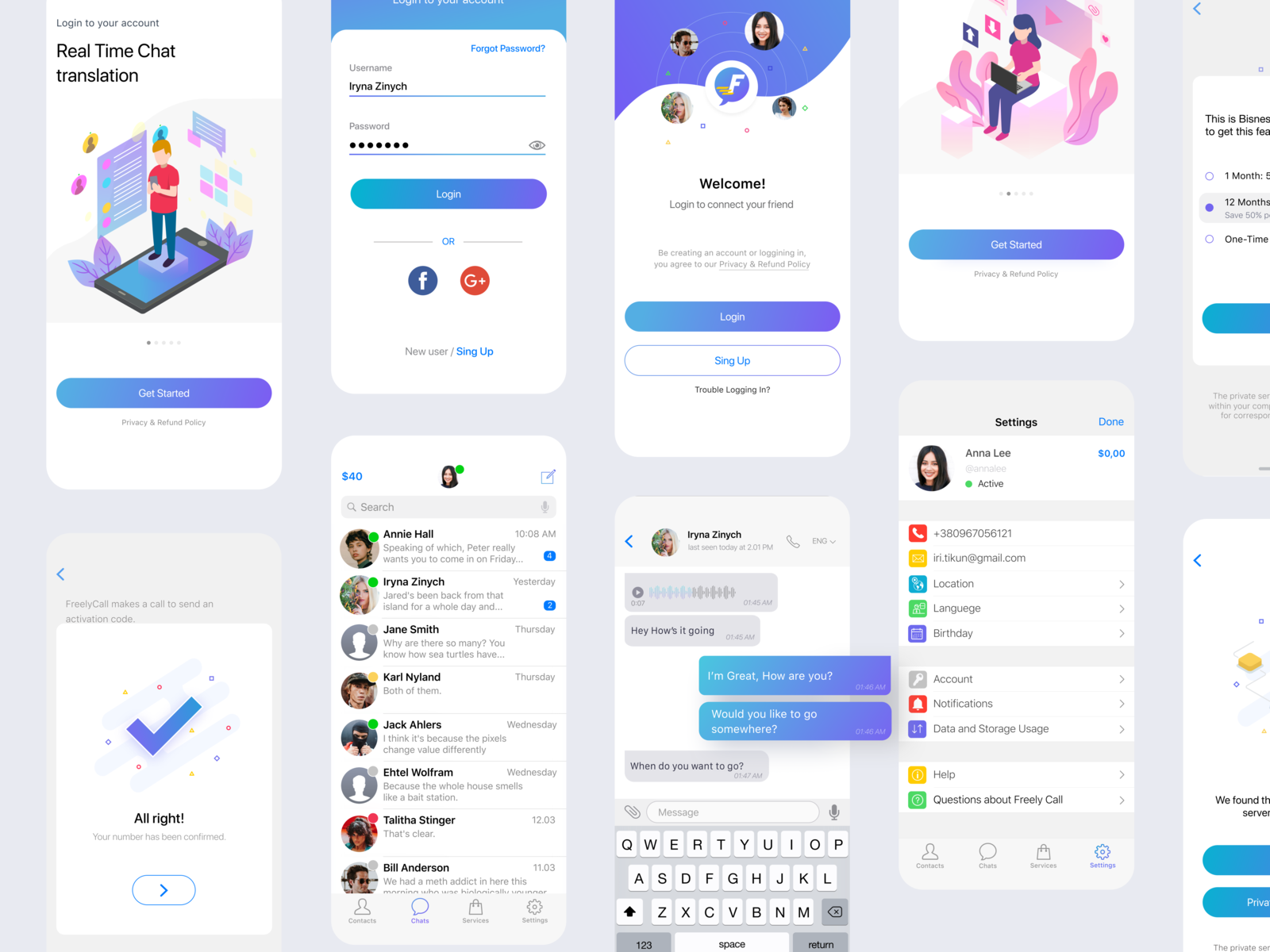 Freely Call App Concept by Iryna Zinych on Dribbble