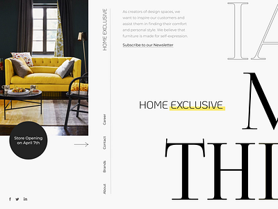 Creative Homepage of Website for Exclusive Furniture Salon