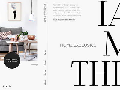 Creative Homepage for Exclusive Furniture Salon