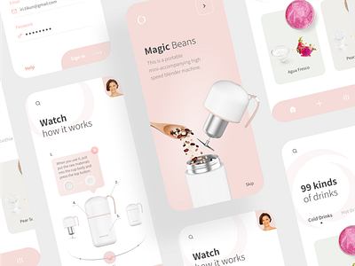 Blender Machine App Concept blender coffee ecommerce login screen mobile app mobile design pink