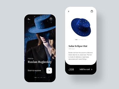 Fashion Hats Mobile App ecommerce ecommerce app fantasy fashion hats minimalist mobile app mobile app design store