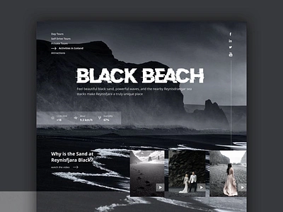 Black Beach Iceland Website animation animation design animations black and white black beach blackandwhite creative homepage design iceland ocean sea travel travel website